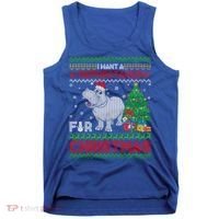 I Want A Hippopotamus For Christmas Hippo Pajamas Ugly Gift Tank Top thumb 0