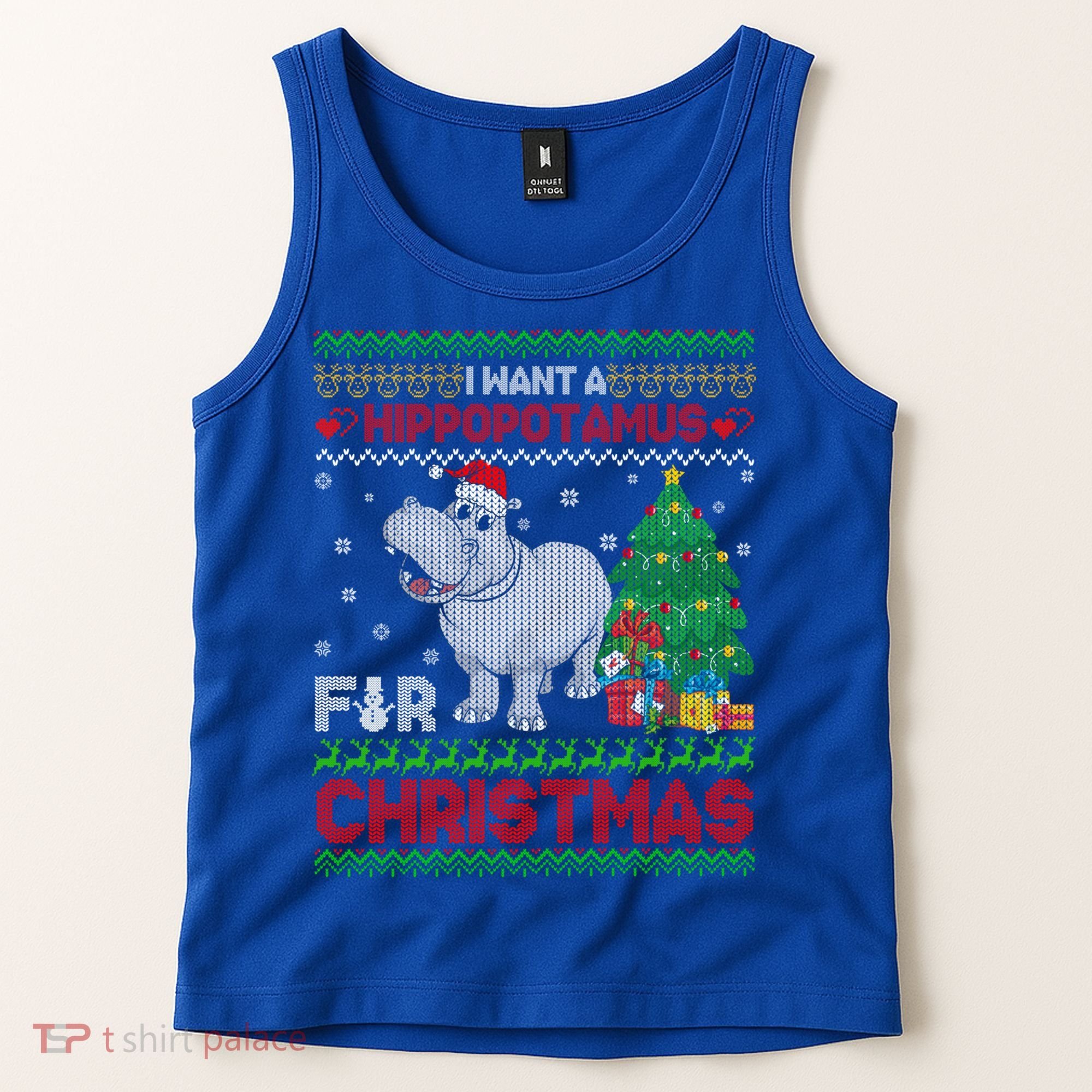 I Want A Hippopotamus For Christmas Hippo Pajamas Ugly Gift Tank Top
