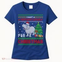 I Want A Hippopotamus For Christmas Hippo Pajamas Ugly Gift Women's T-Shirt thumb 0