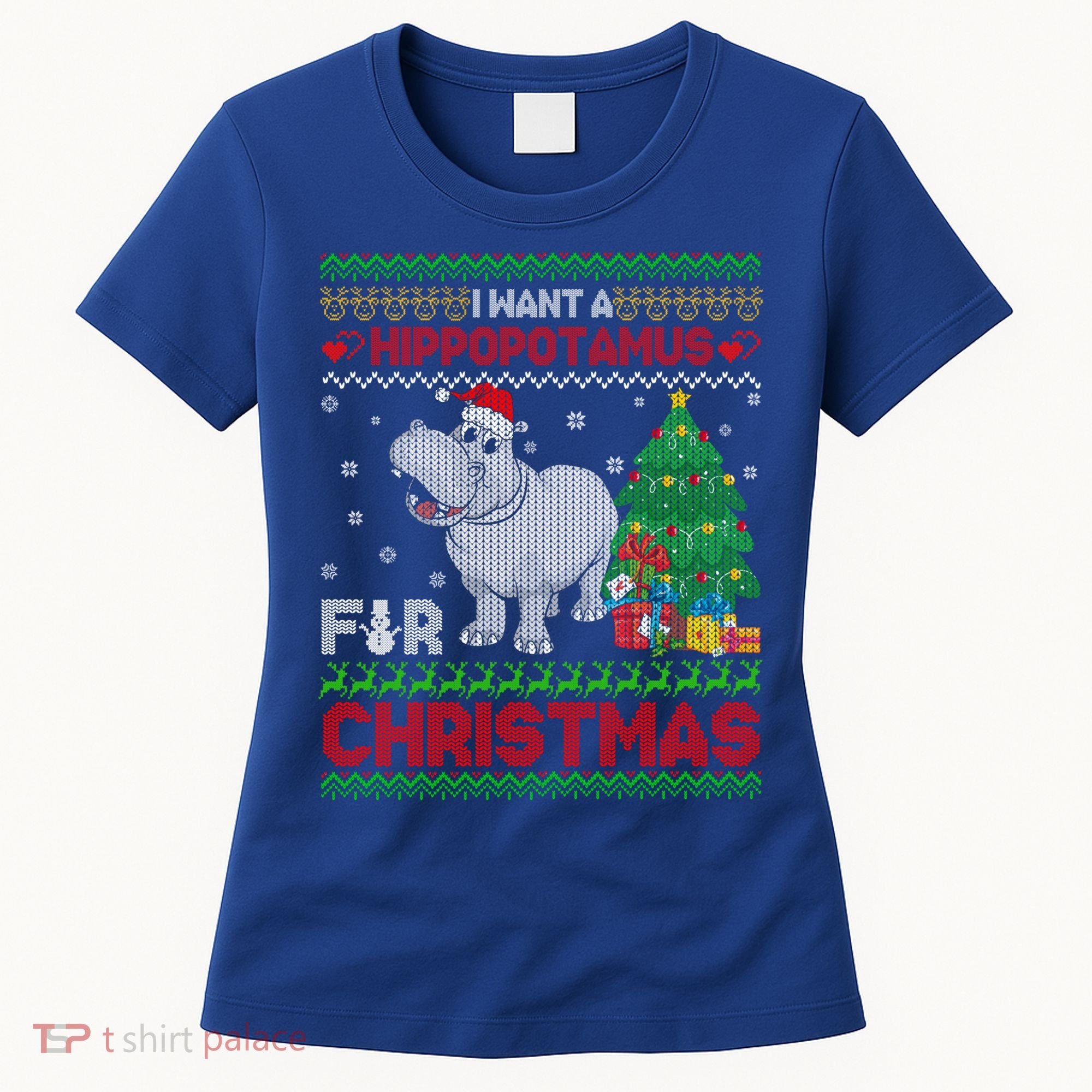 I Want A Hippopotamus For Christmas Hippo Pajamas Ugly Gift Women's T-Shirt