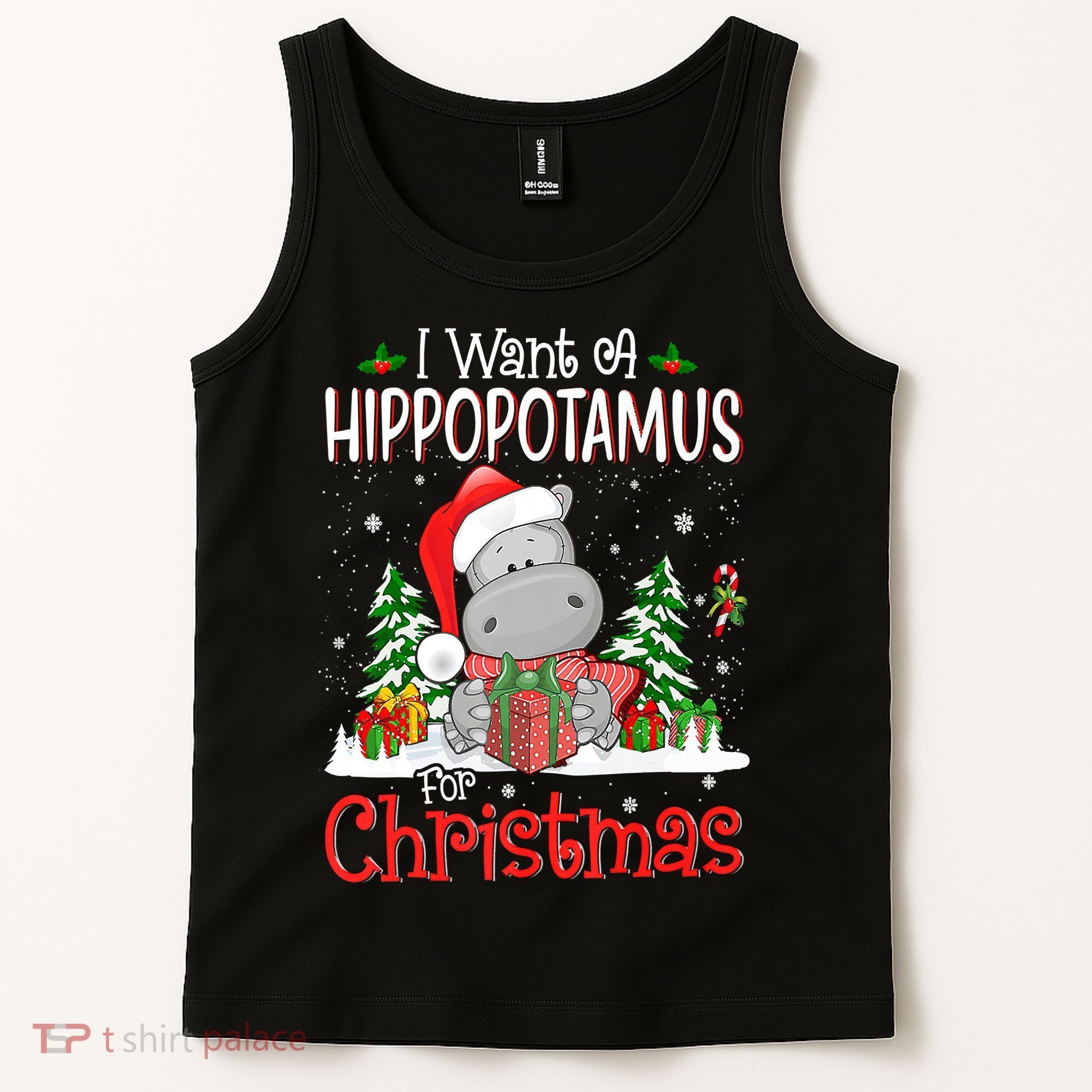I Want A Hippopotamus For Christmas Xmas Hippo Tank Top