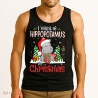 I Want A Hippopotamus For Christmas Xmas Hippo Tank Top thumb 3