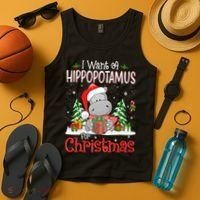 I Want A Hippopotamus For Christmas Xmas Hippo Tank Top thumb 4