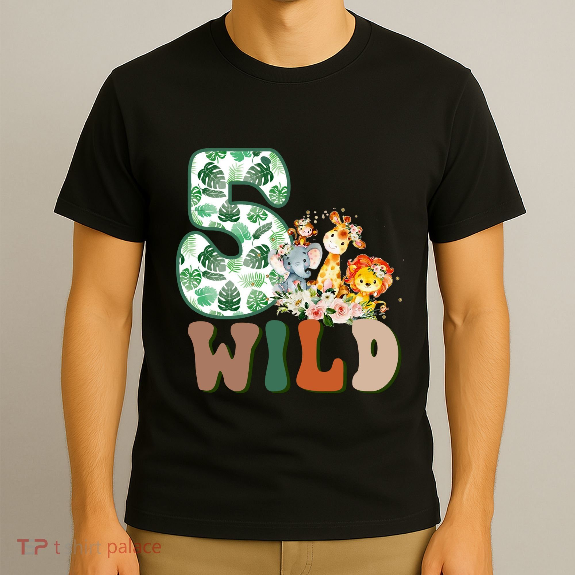 Im Wild And 5 Birthday Safari Jungle Zoo 5th Bday Fifth Gift T-Shirt
