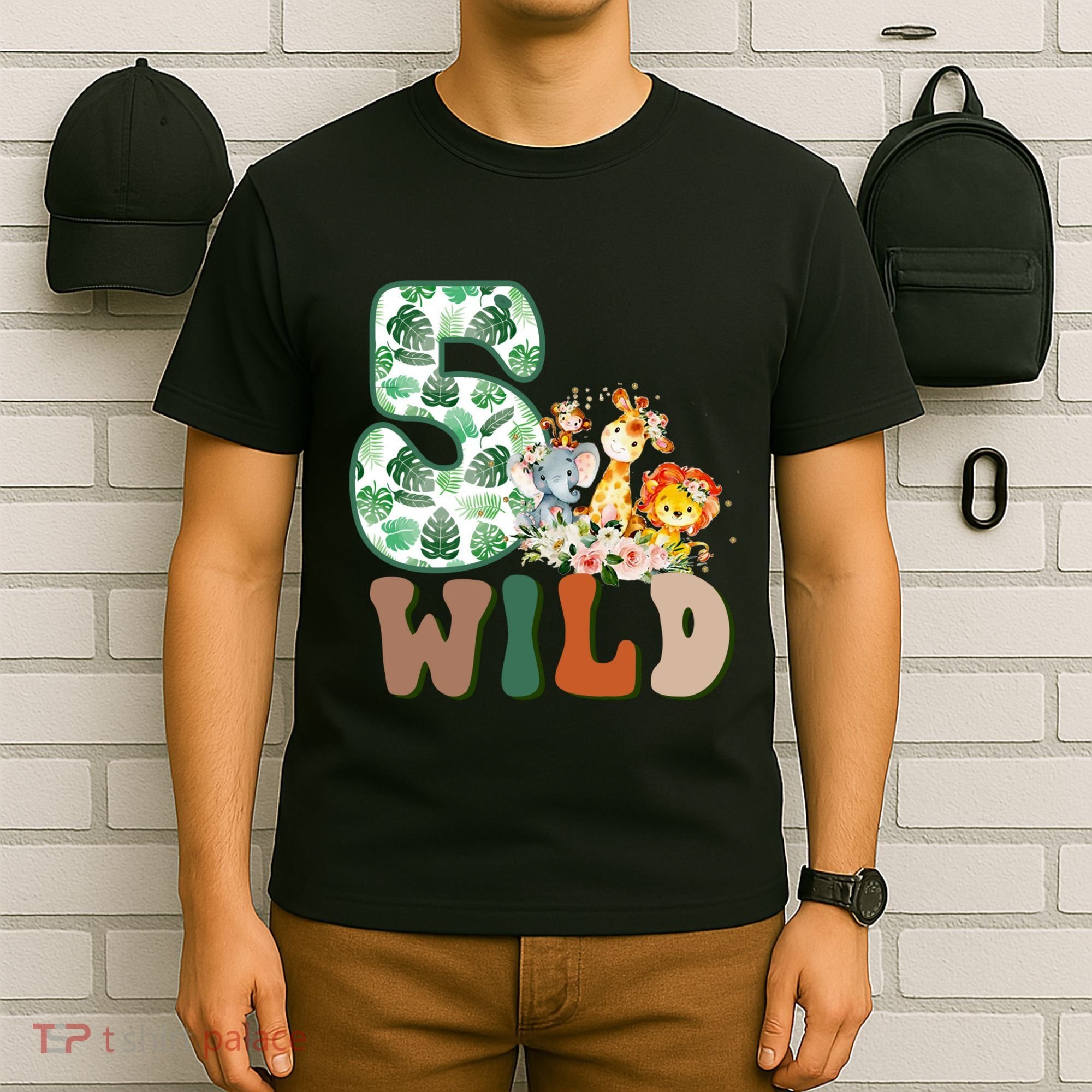 Im Wild And 5 Birthday Safari Jungle Zoo 5th Bday Fifth Gift T-Shirt
