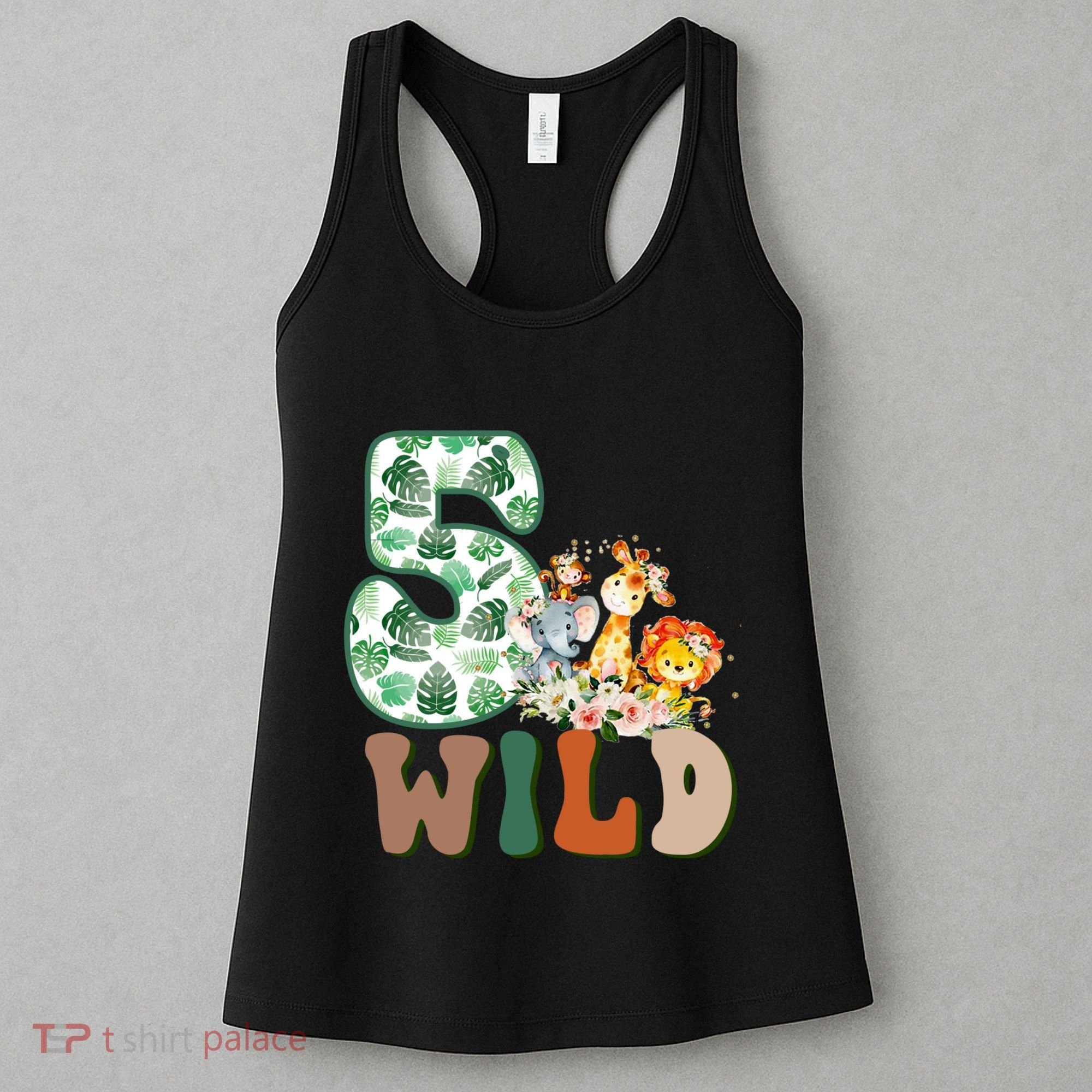Im Wild And 5 Birthday Safari Jungle Zoo 5th Bday Fifth Gift Women's Tank Top