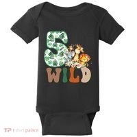 Im Wild And 5 Birthday Safari Jungle Zoo 5th Bday Fifth Gift Baby Bodysuit thumb 0