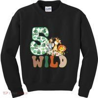 Im Wild And 5 Birthday Safari Jungle Zoo 5th Bday Fifth Gift Kids Sweatshirt thumb 0