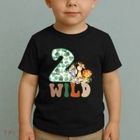 Im Wild And 2 Birthday Safari Jungle Zoo 2nd Bday Fifth Gift Toddler T-Shirt thumb 2