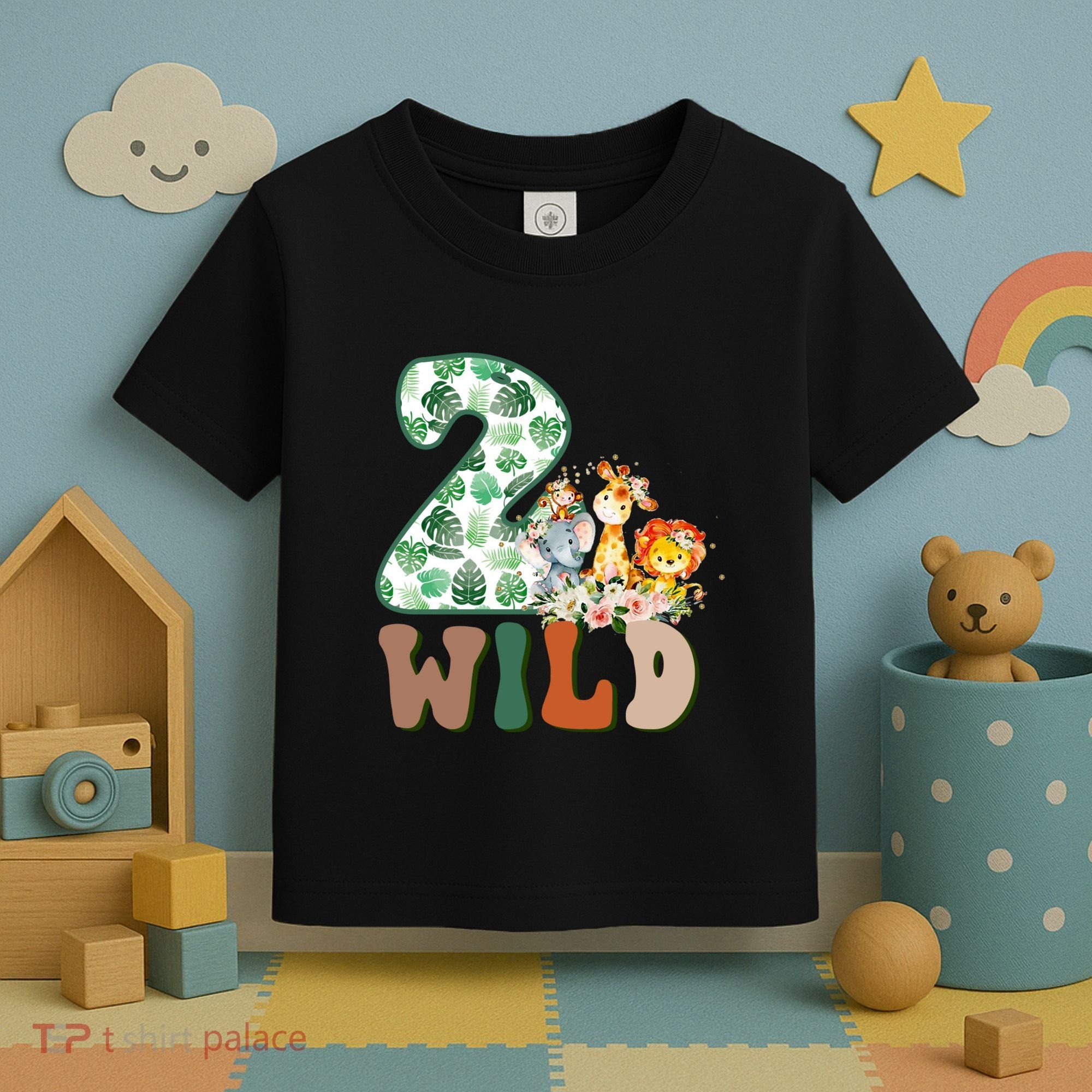 Im Wild And 2 Birthday Safari Jungle Zoo 2nd Bday Fifth Gift Toddler T-Shirt