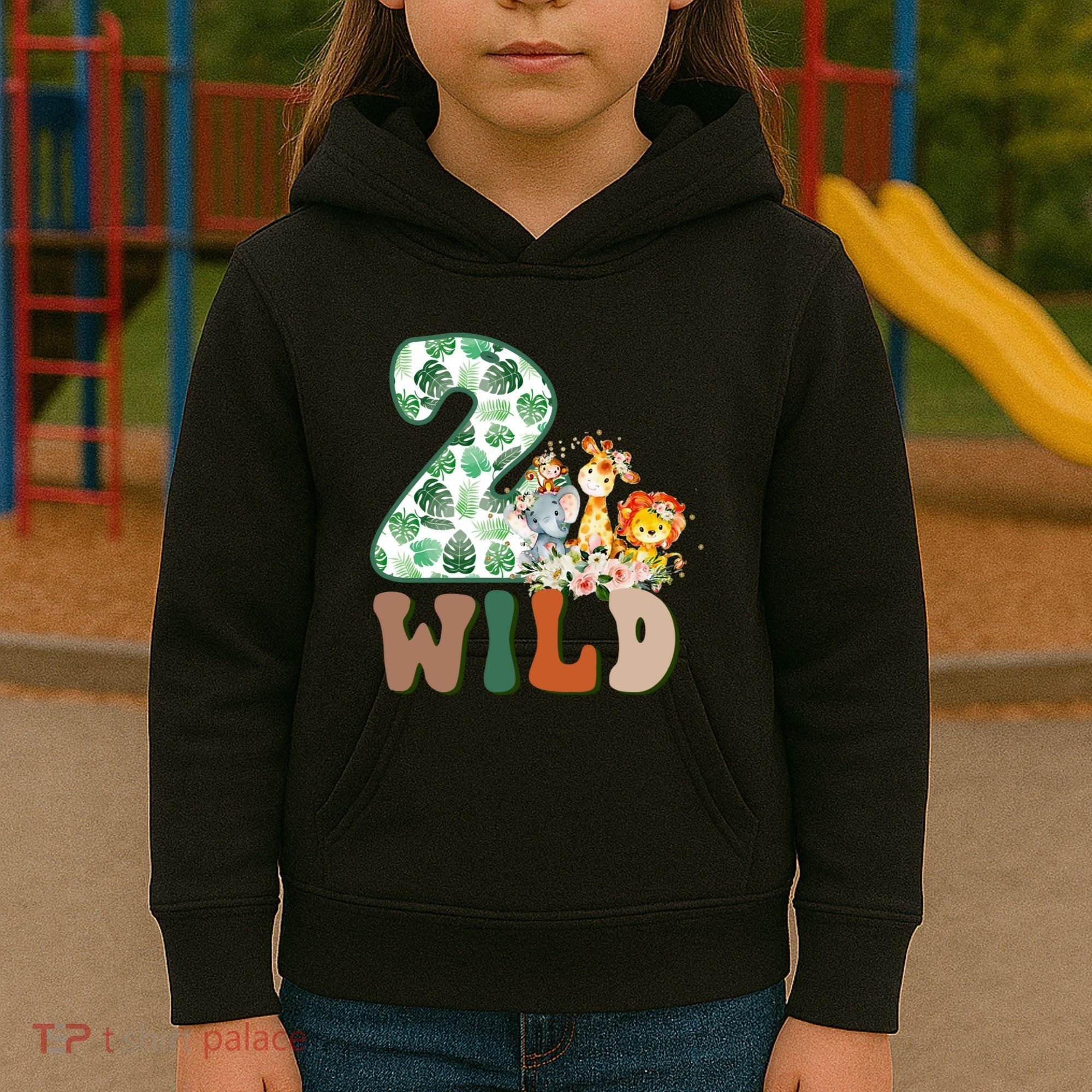Im Wild And 2 Birthday Safari Jungle Zoo 2nd Bday Fifth Gift Kids Hoodie