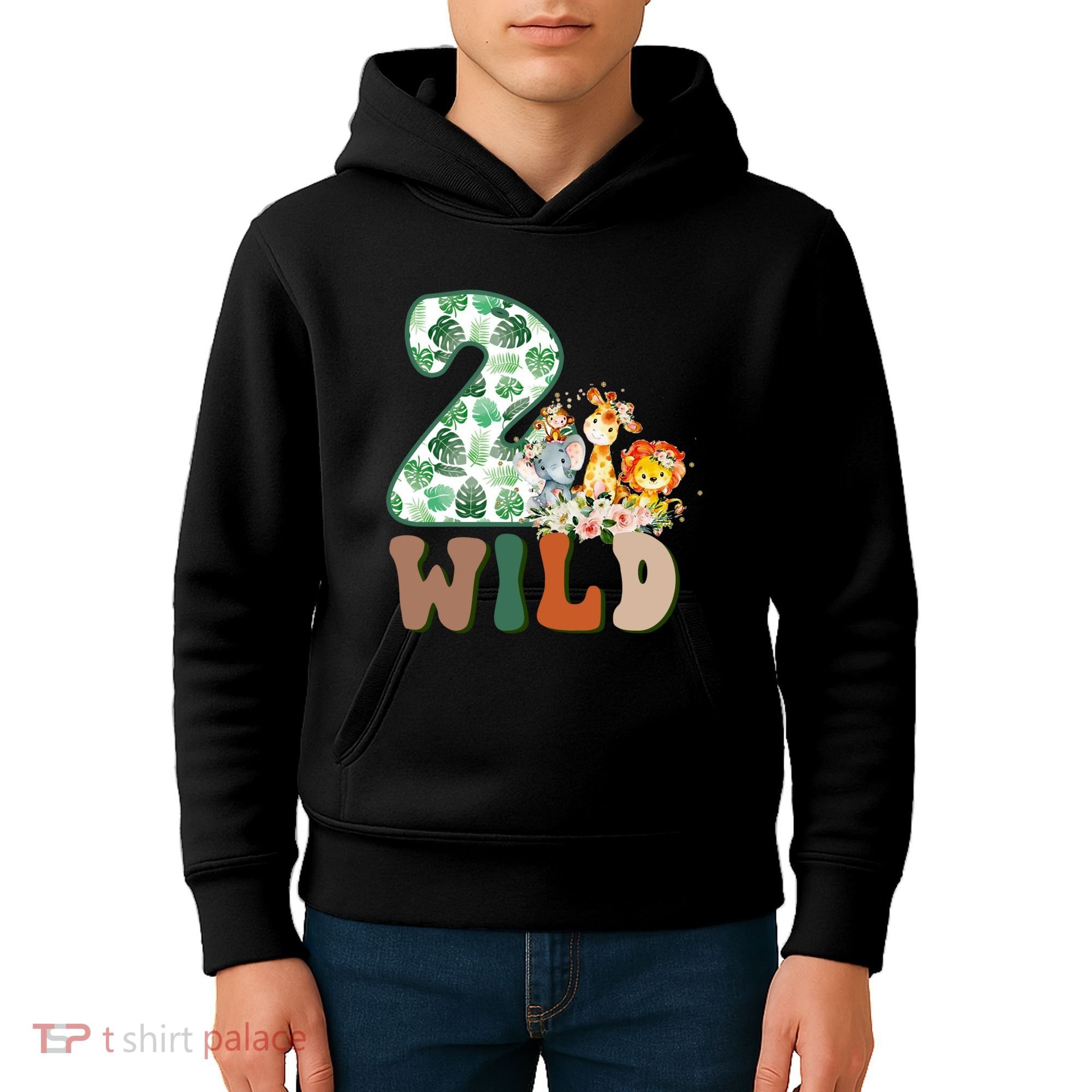 Im Wild And 2 Birthday Safari Jungle Zoo 2nd Bday Fifth Gift Kids Hoodie