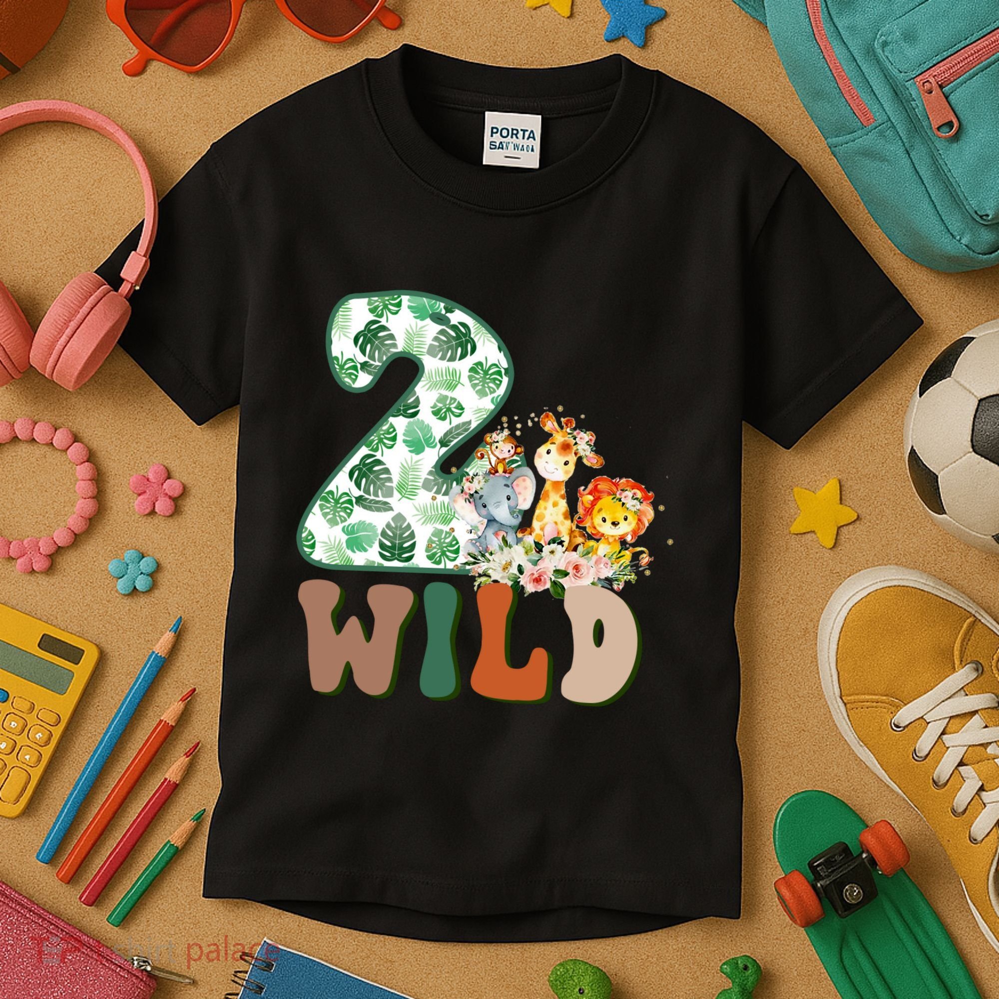 Im Wild And 2 Birthday Safari Jungle Zoo 2nd Bday Fifth Gift Kids T-Shirt