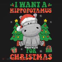 I Want A Hippopotamus For Christmas Lights Santa Hippo Xmas Women's Hoodie thumb 2