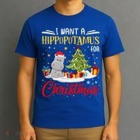 I Want A Hippopotamus For Christmas Xmas Hippo Christmas Gift T-Shirt thumb 3