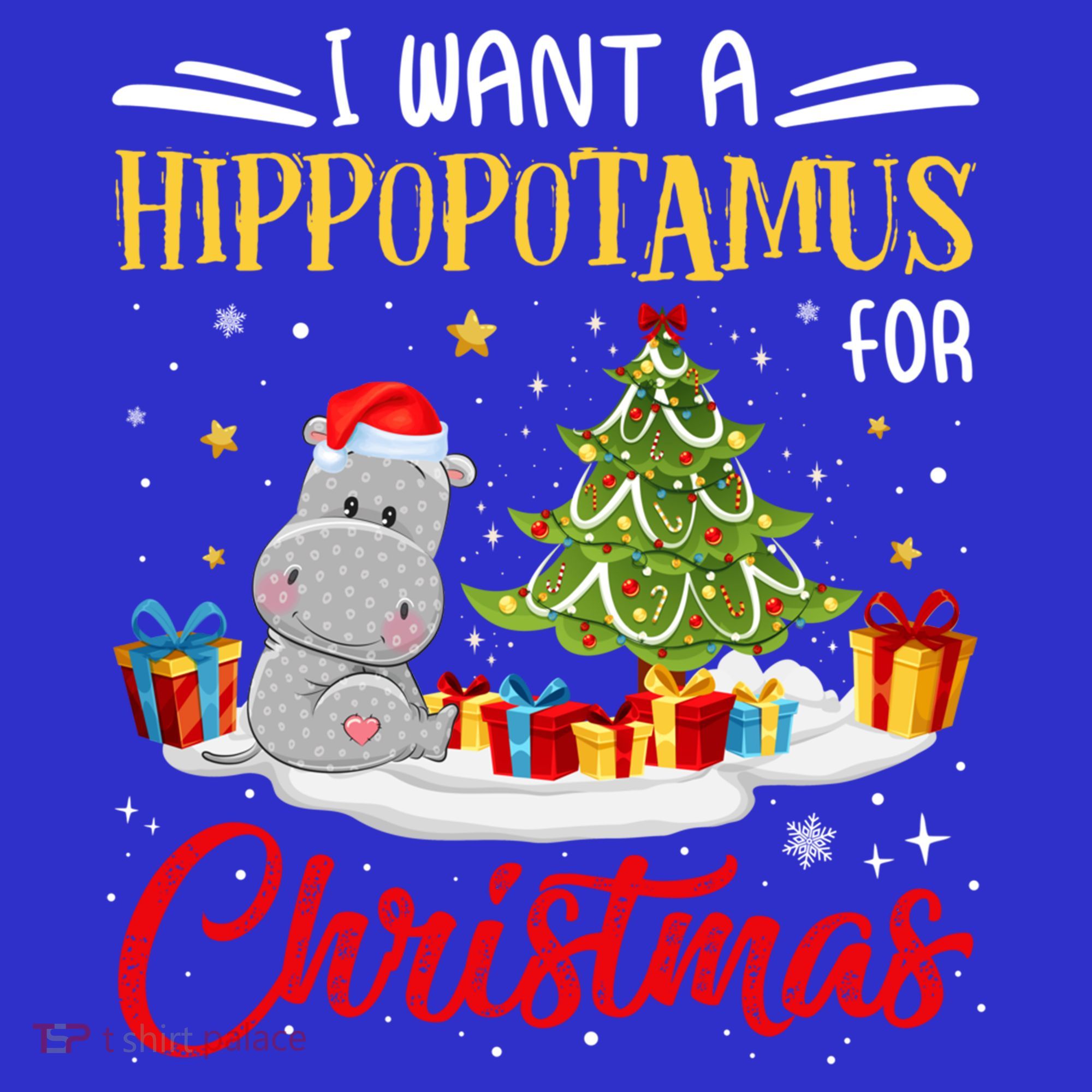 I Want A Hippopotamus For Christmas Xmas Hippo Christmas Gift T-Shirt