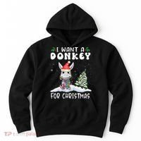 I Want A Donkey For Christmas Santa Hat  Hoodie thumb 0