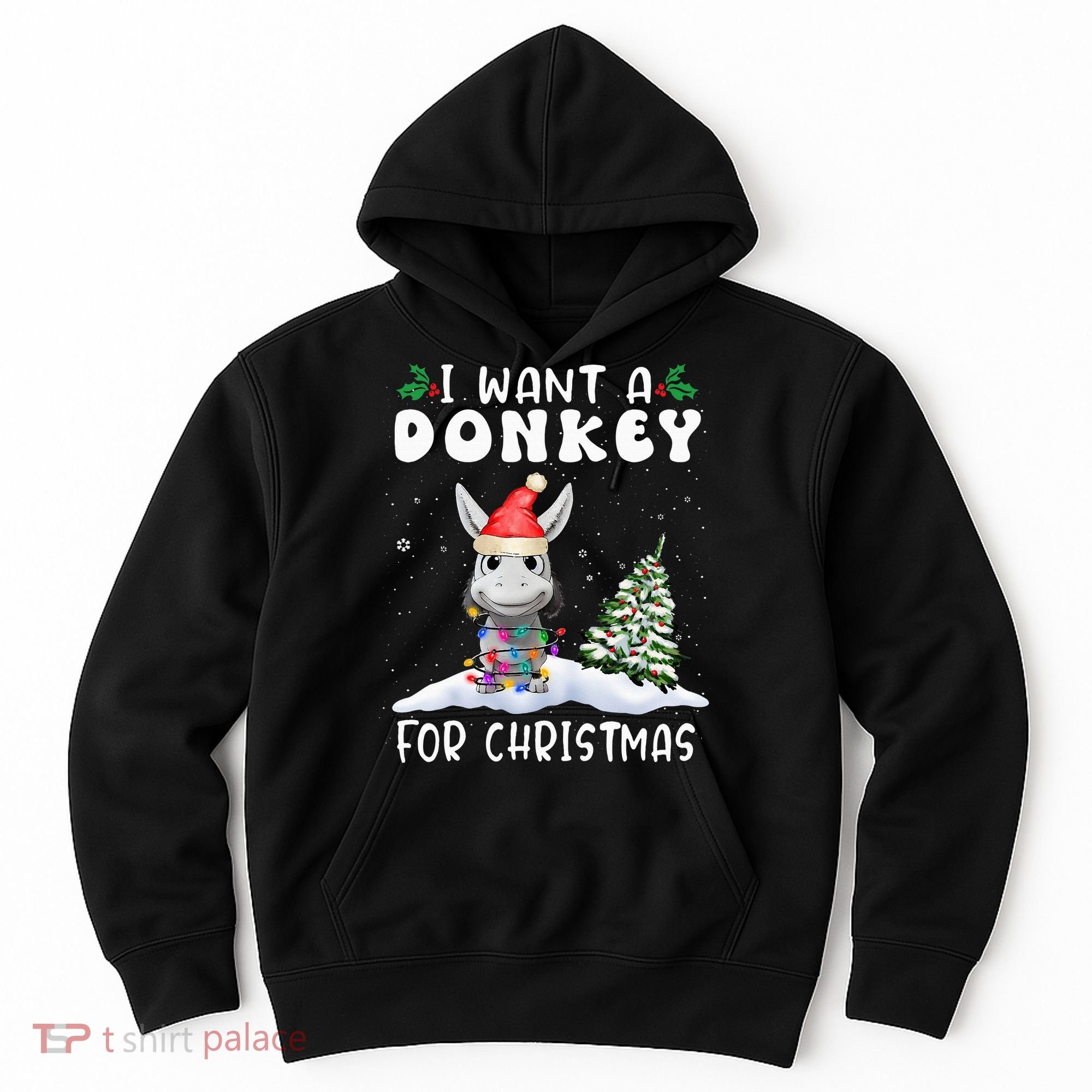 I Want A Donkey For Christmas Santa Hat  Hoodie