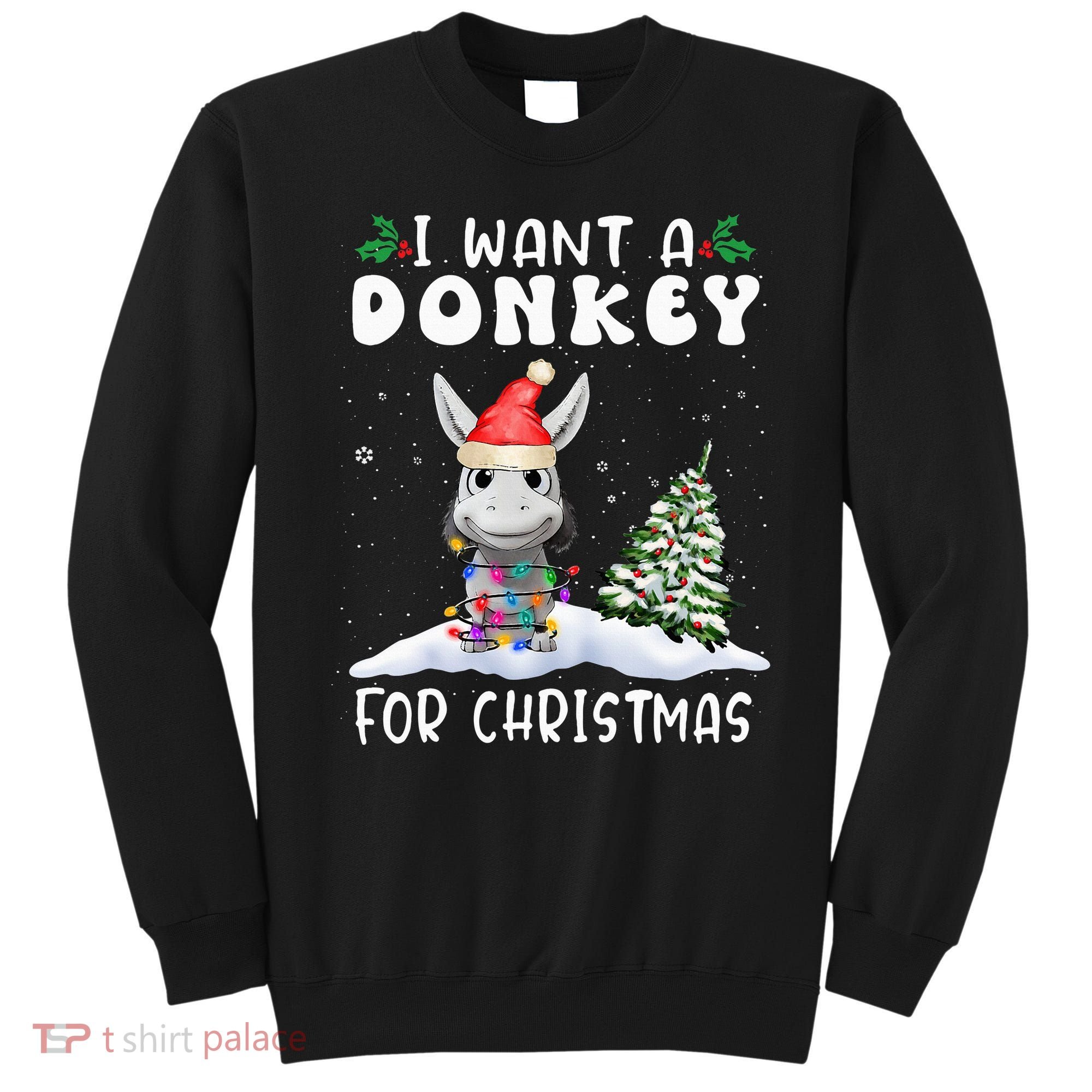 I Want A Donkey For Christmas Santa Hat  Sweatshirt
