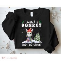 I Want A Donkey For Christmas Santa Hat  Sweatshirt thumb 2