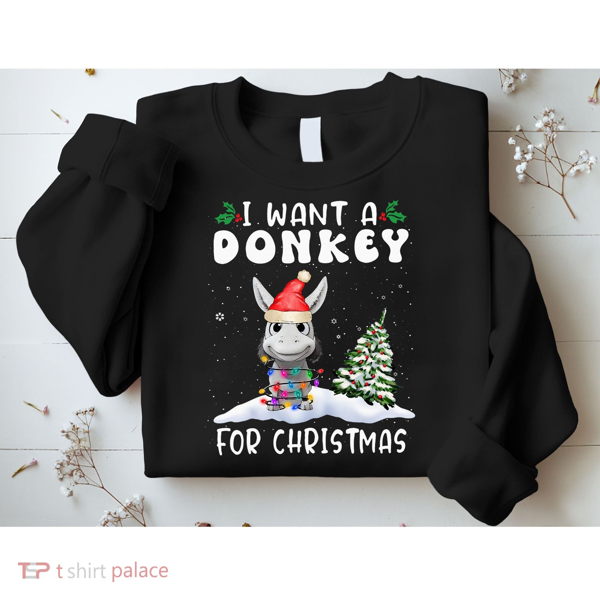 I Want A Donkey For Christmas Santa Hat  Sweatshirt