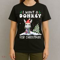 I Want A Donkey For Christmas Santa Hat  T-Shirt thumb 4