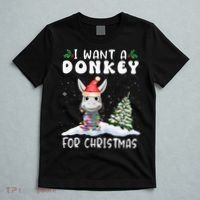 I Want A Donkey For Christmas Santa Hat  T-Shirt thumb 5