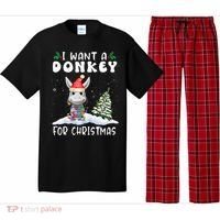 I Want A Donkey For Christmas Santa Hat  Pajama Set thumb 0