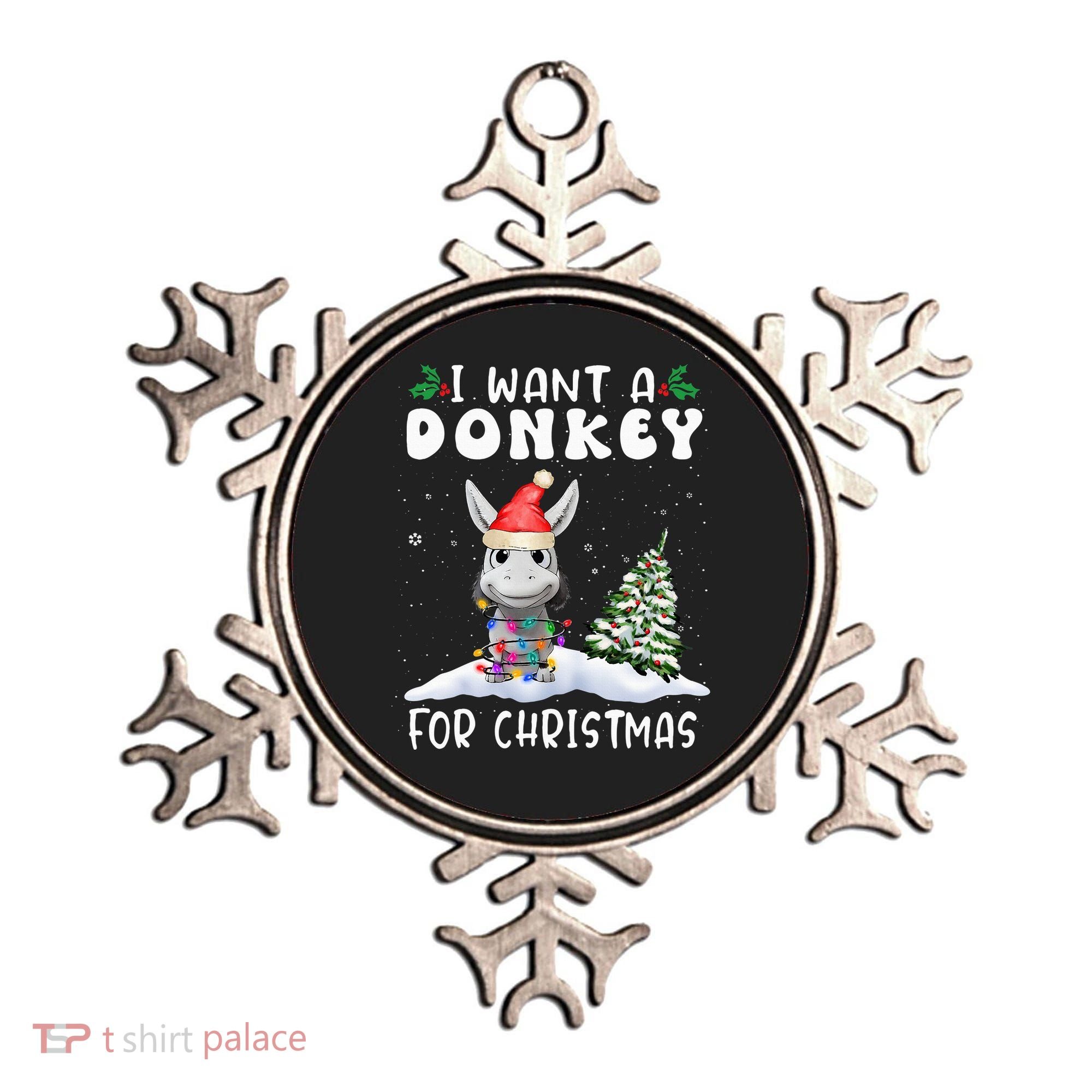 I Want A Donkey For Christmas Santa Hat  Ornament