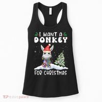 I Want A Donkey For Christmas Santa Hat  Women's Tank Top thumb 0