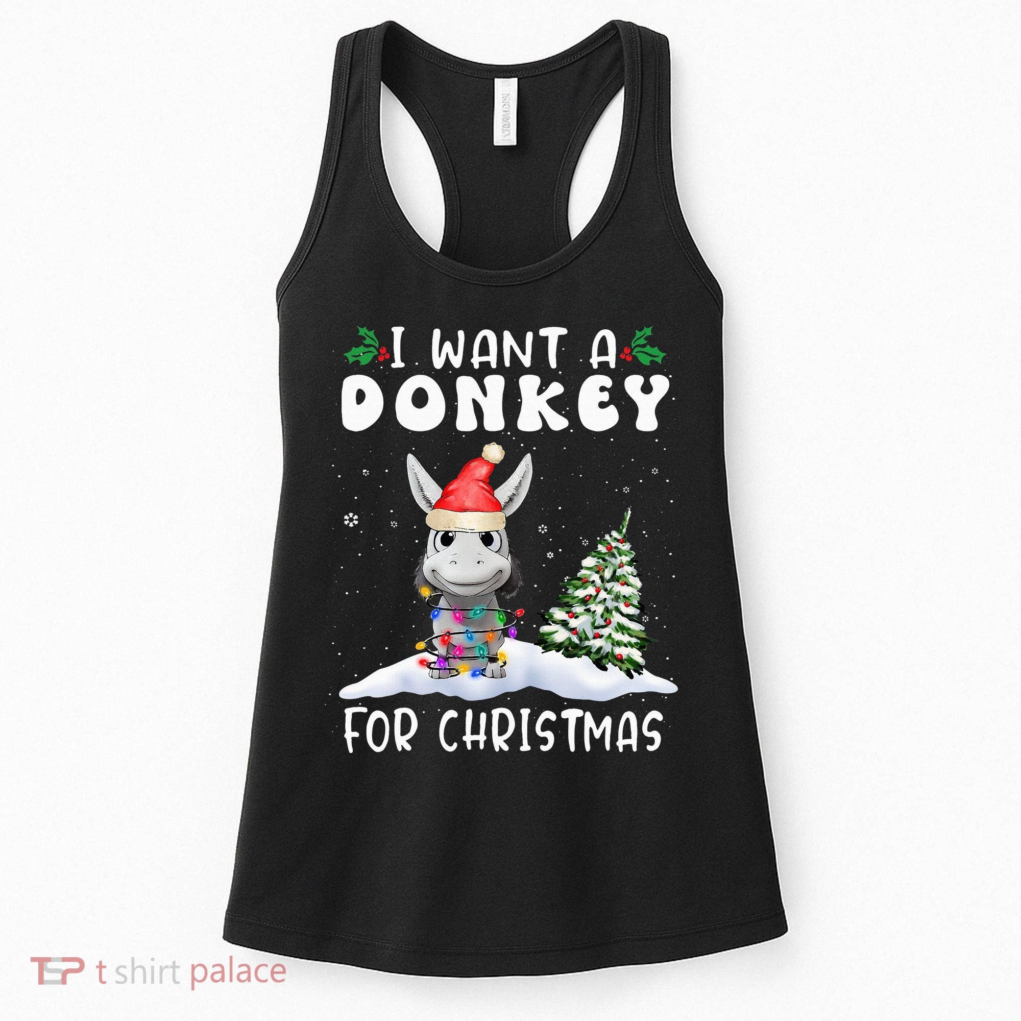 I Want A Donkey For Christmas Santa Hat  Women's Tank Top