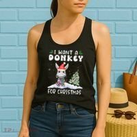 I Want A Donkey For Christmas Santa Hat  Women's Tank Top thumb 2