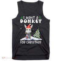 I Want A Donkey For Christmas Santa Hat  Tank Top thumb 0