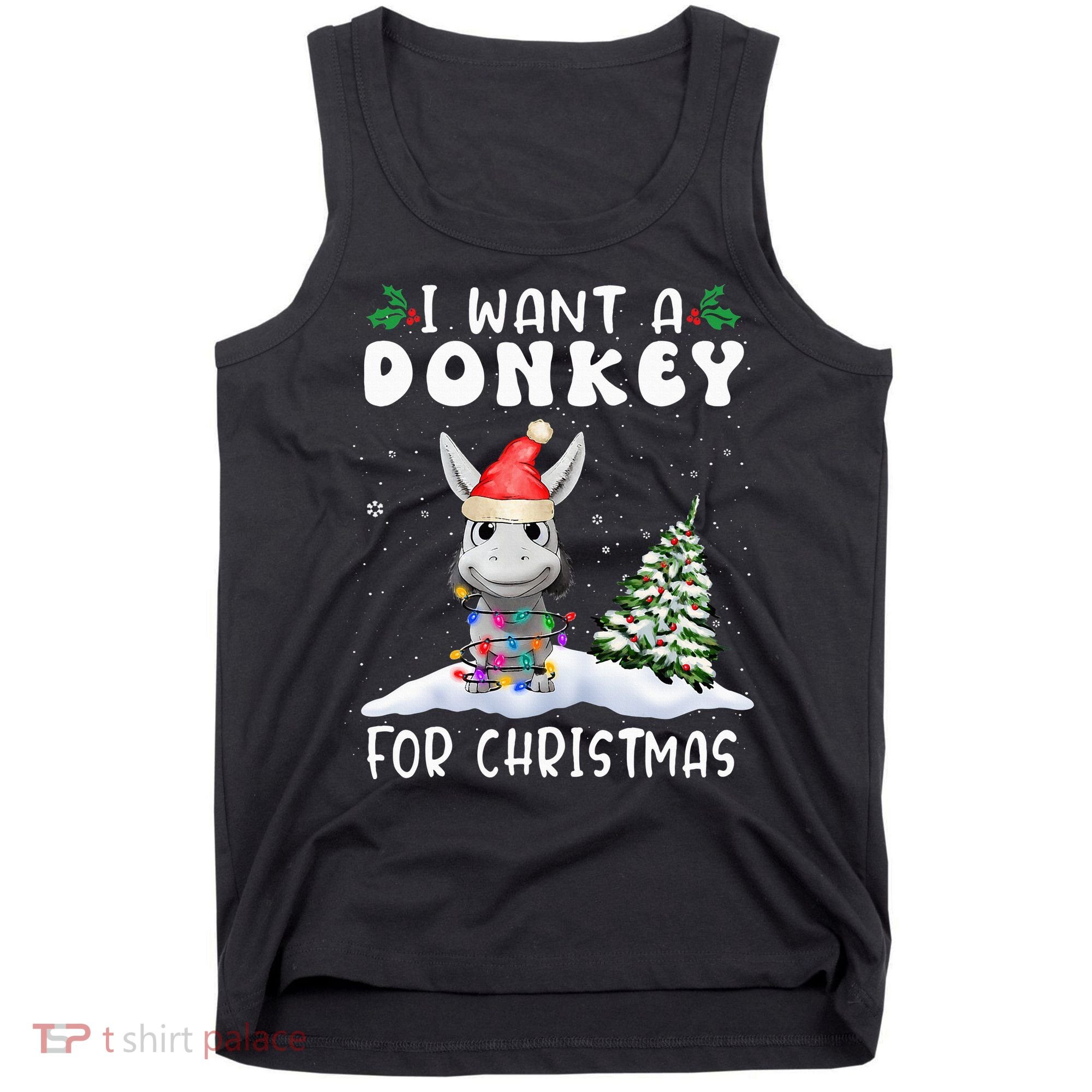 I Want A Donkey For Christmas Santa Hat  Tank Top