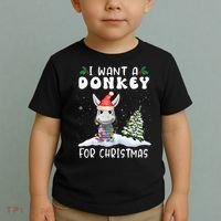 I Want A Donkey For Christmas Santa Hat  Toddler T-Shirt thumb 2