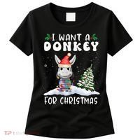 I Want A Donkey For Christmas Santa Hat  Women's T-Shirt thumb 0