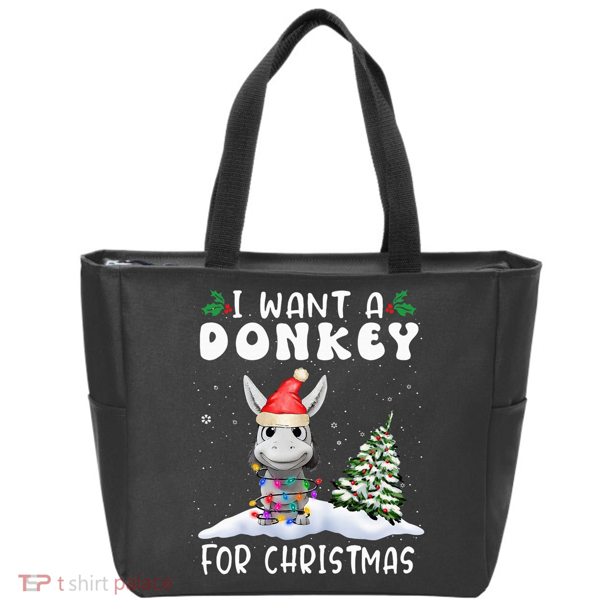 I Want A Donkey For Christmas Santa Hat  Tote Bag