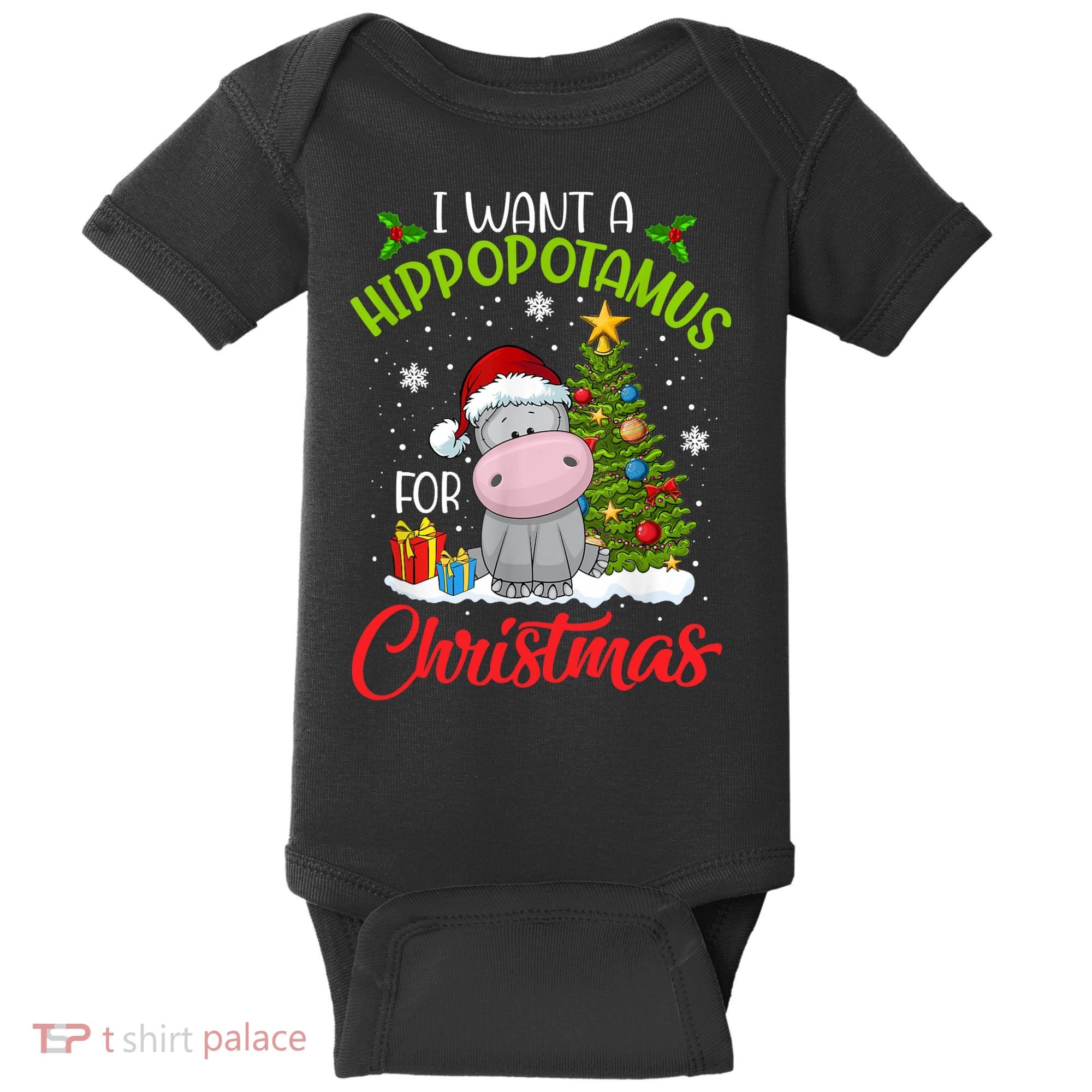 I Want A Hippopotamus For Christmas Xmas Hippo Baby Bodysuit