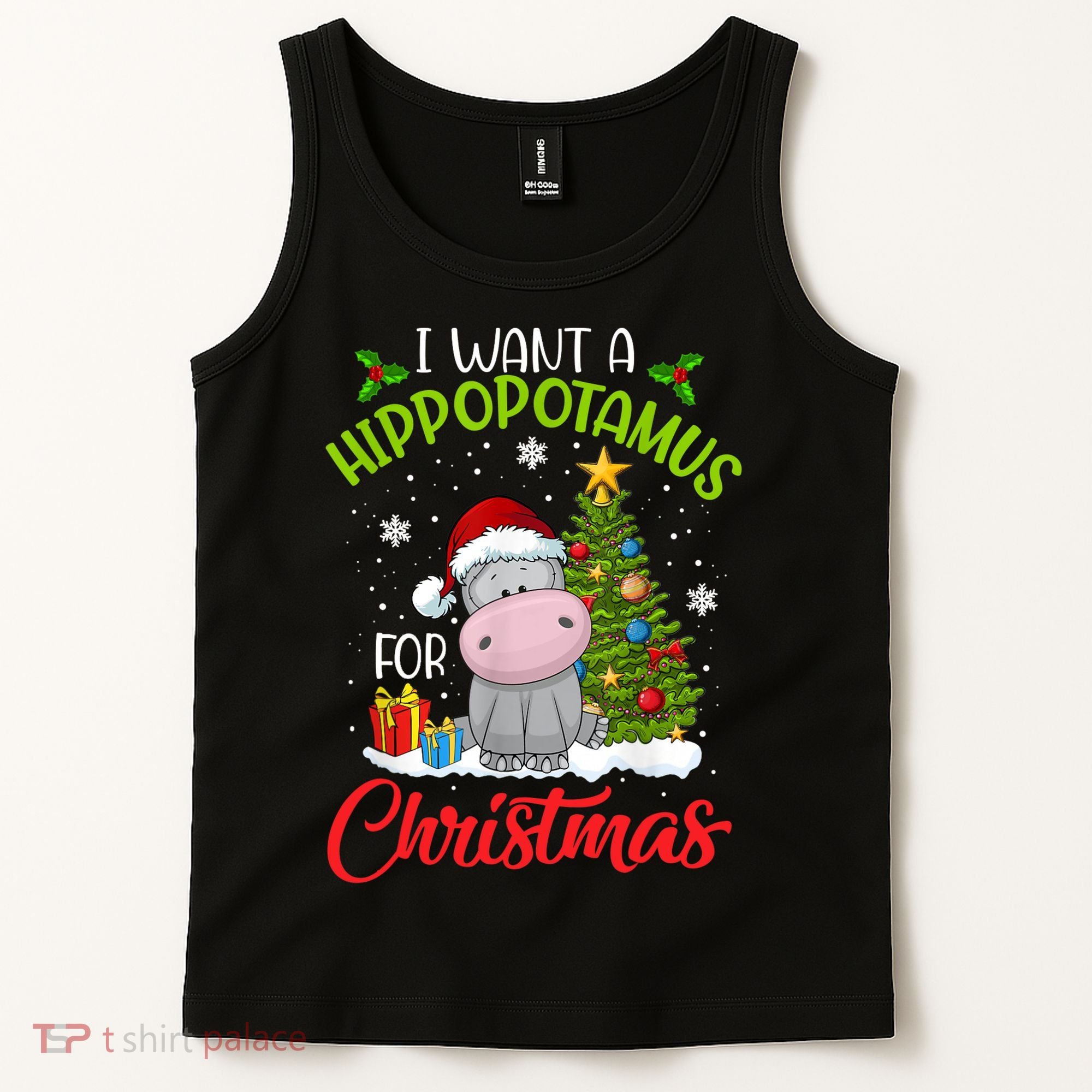 I Want A Hippopotamus For Christmas Xmas Hippo Tank Top