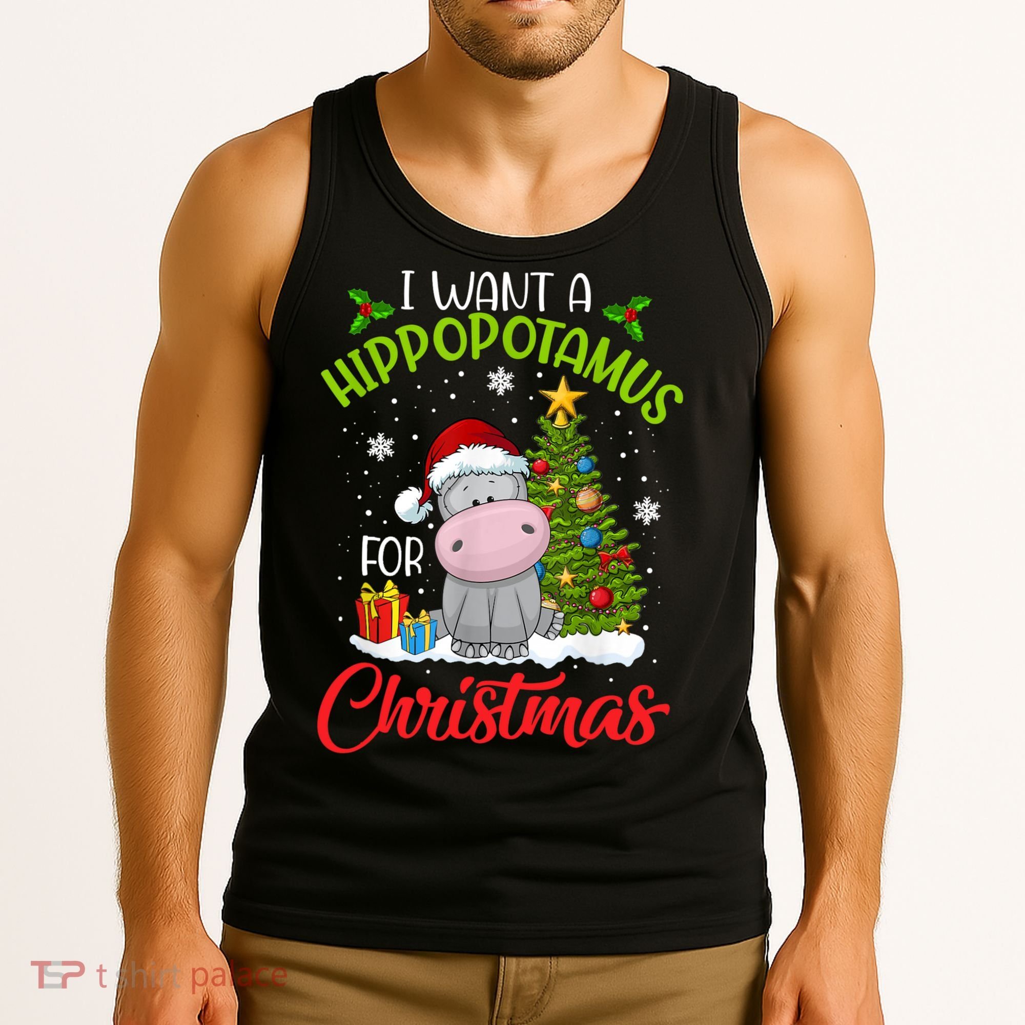 I Want A Hippopotamus For Christmas Xmas Hippo Tank Top