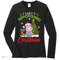 I Want A Hippopotamus For Christmas Xmas Hippo Women's Long Sleeve Shirt thumb 0