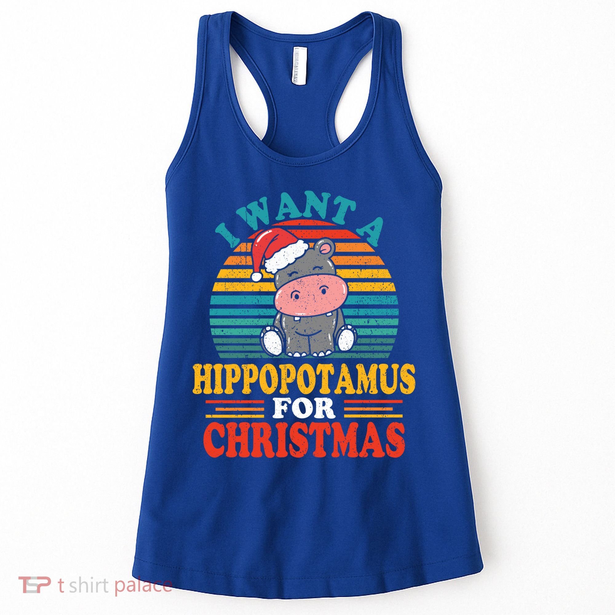 I Want A Hippopotamus For Christmas Funny Hippo Pajamas Xmas Gift Women's Tank Top