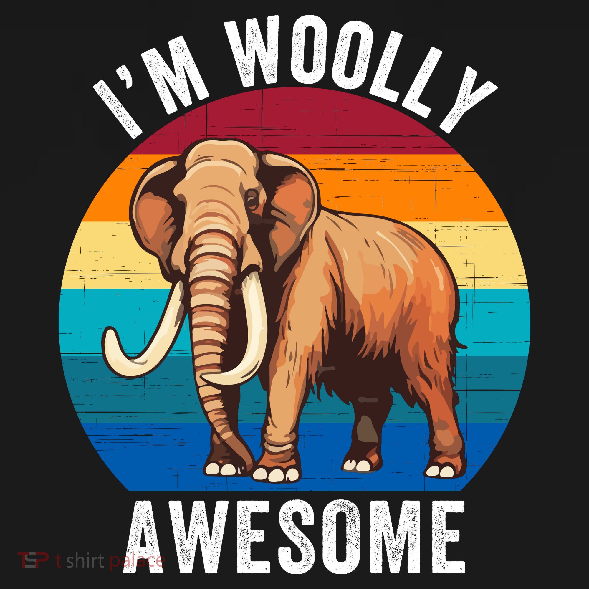IM Woolly Awesome Funny Woolly Mammoth Retro Sunset Vintage T-Shirt