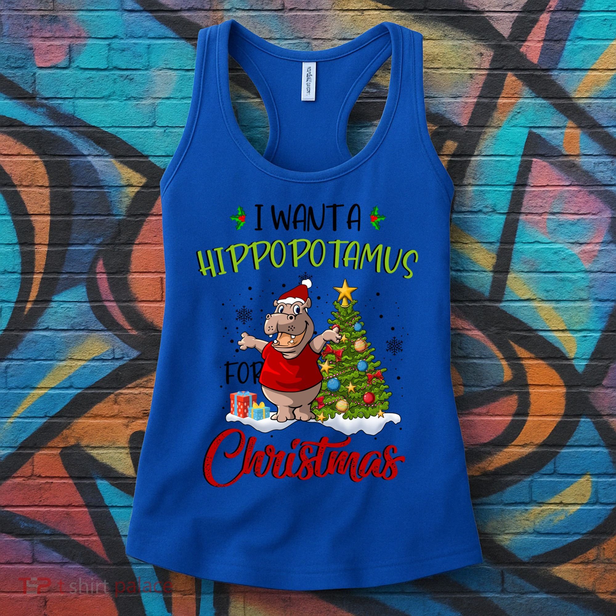 I Want A Hippopotamus For Christmas Xmas Hippo For Cute Gift Women's Tank Top