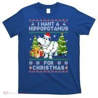 I Want A Hippopotamus For Christmas Hippo Santa Ugly Xmas Gift T-Shirt thumb 0
