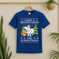 I Want A Hippopotamus For Christmas Hippo Santa Ugly Xmas Gift T-Shirt thumb 2