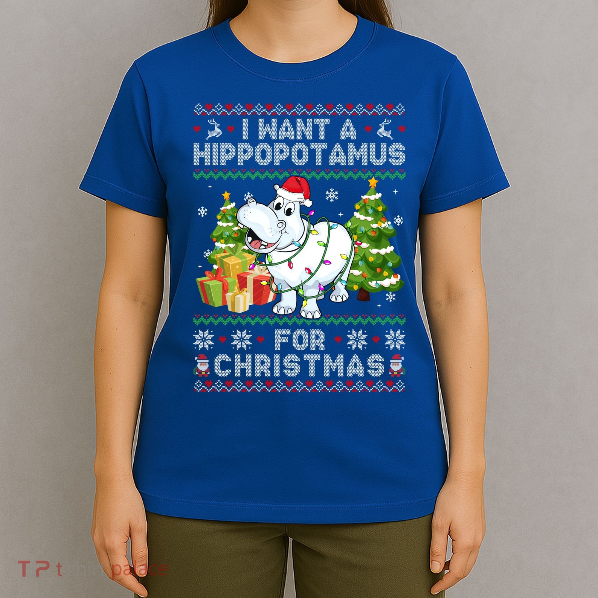 I Want A Hippopotamus For Christmas Hippo Santa Ugly Xmas Gift T-Shirt