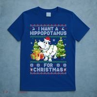 I Want A Hippopotamus For Christmas Hippo Santa Ugly Xmas Gift T-Shirt thumb 5