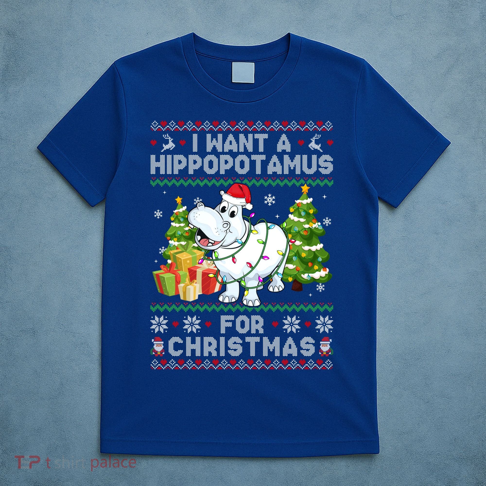I Want A Hippopotamus For Christmas Hippo Santa Ugly Xmas Gift T-Shirt