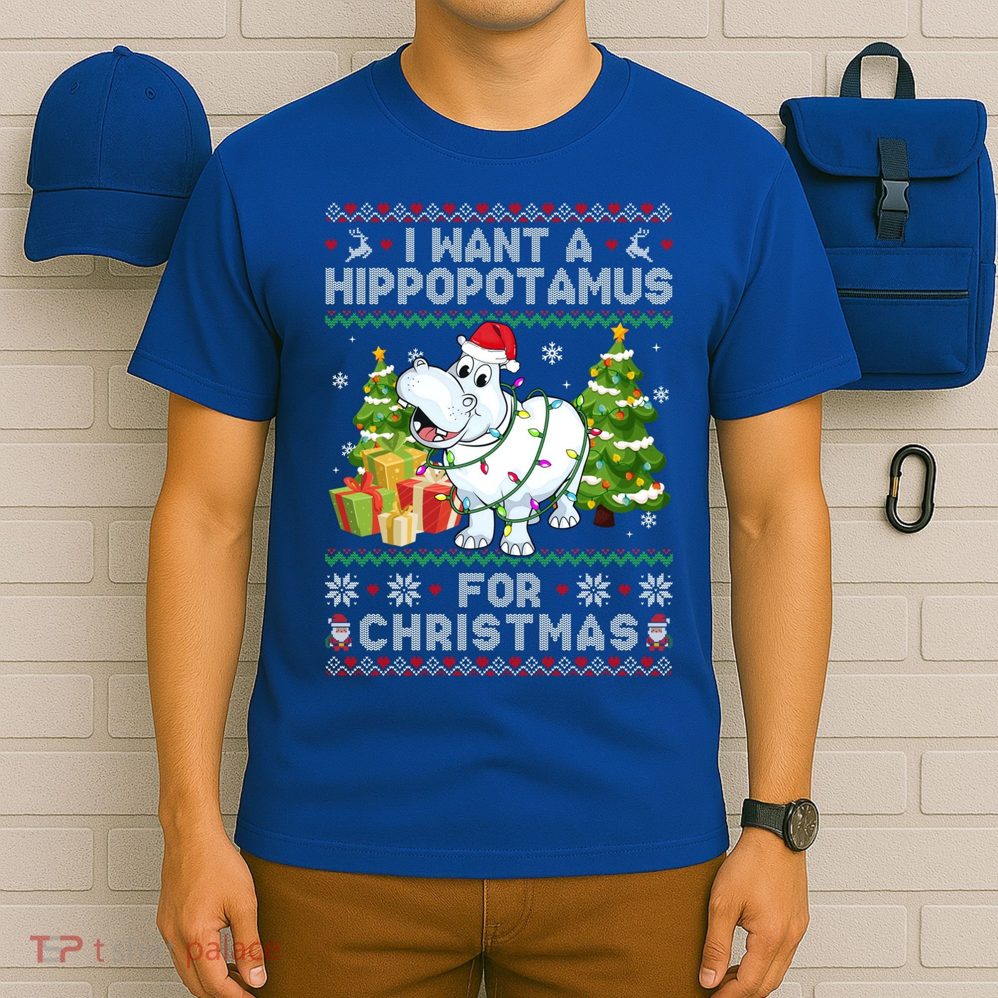 I Want A Hippopotamus For Christmas Hippo Santa Ugly Xmas Gift T-Shirt